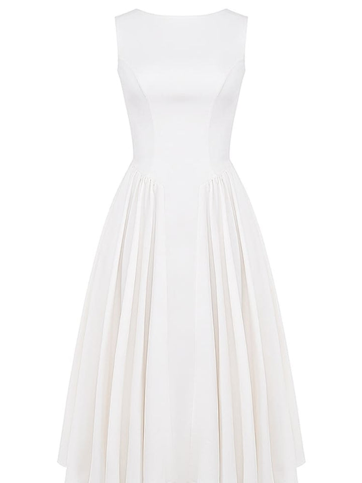 Biała sukienka midi z diagonalu