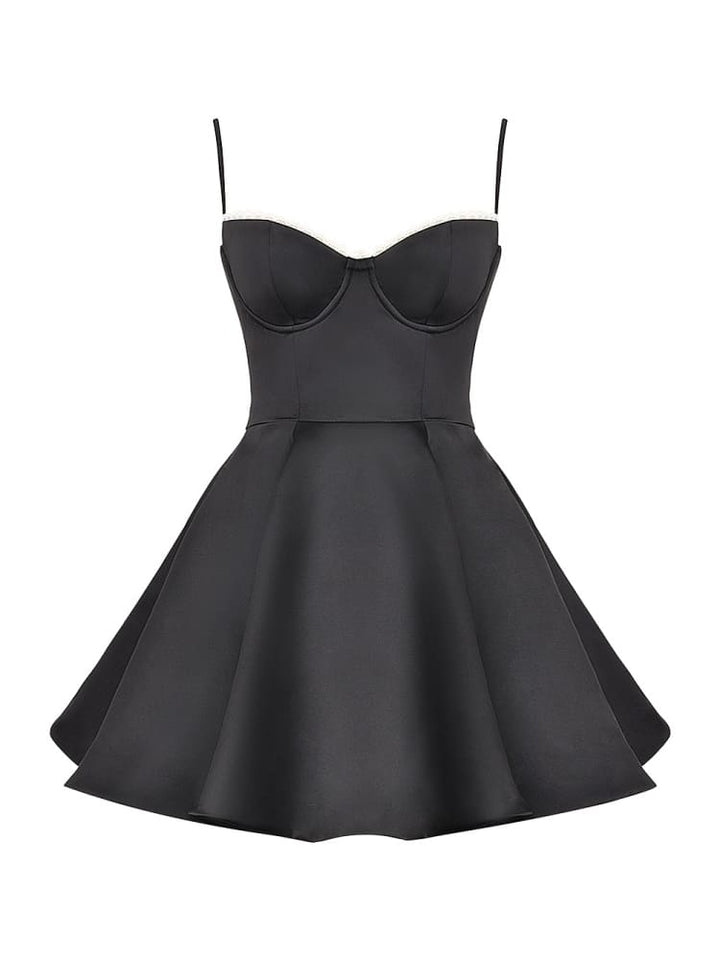 블랙 튤 미니 드레스