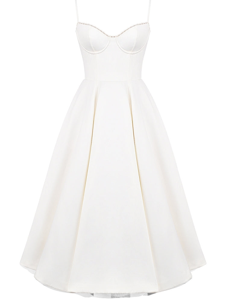 Biała tiulowa sukienka midi