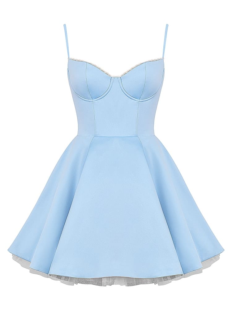 Assepoester blauwe Tule mini-jurk
