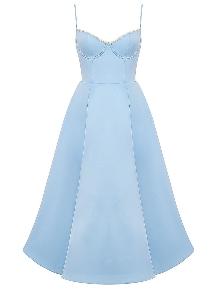 Askepott blå tyll midi kjole