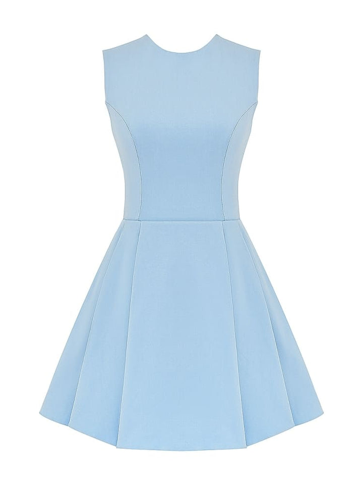 Toskańska niebieska sukienka mini z diagonalu