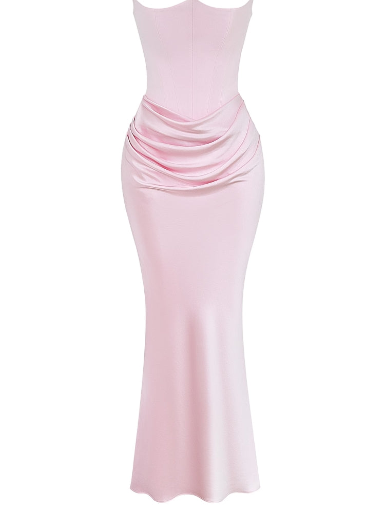 Abito Maxi Bustier Senza Spalline Rosa