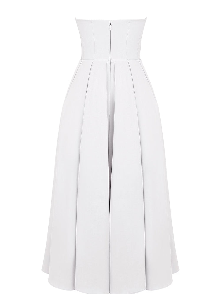 White Strapless Midi Sundress