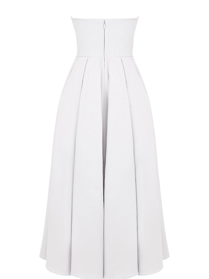 White Strapless Midi Sundress