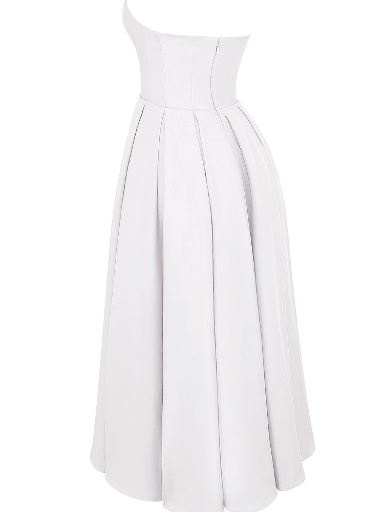 White Strapless Midi Sundress