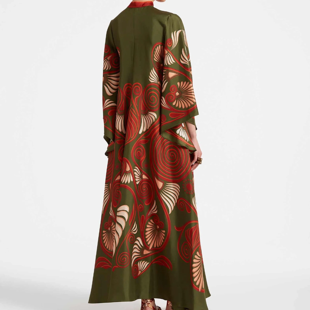 Magnifico Printed Maxi Dress - Madilim na Berde