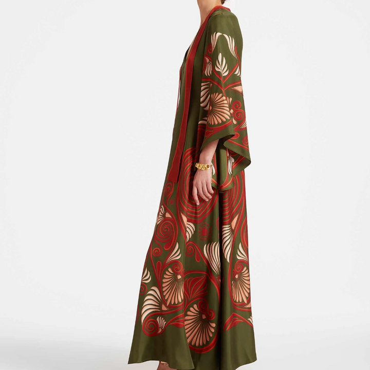 Magnifico Printed Maxi Dress - Madilim na Berde