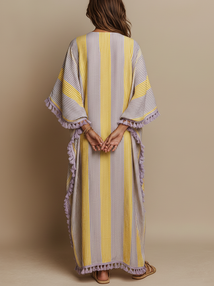 Maxikleid mit Farbblock-Streifen