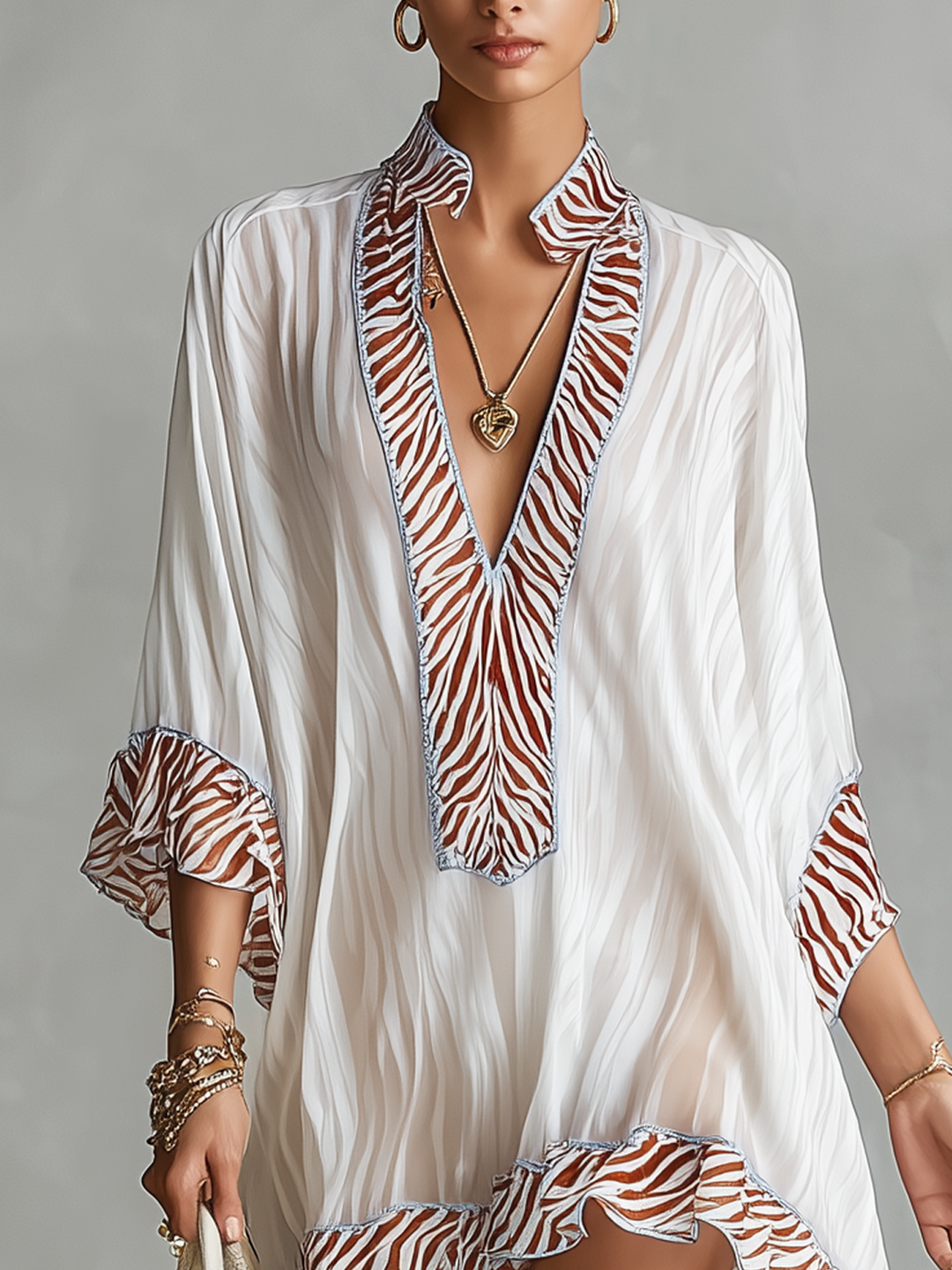 Mini Dress na Zebra Patchwork Chiffon