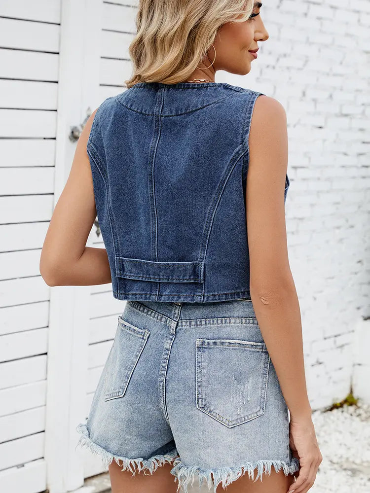 Top de Alças em Denim Trendy