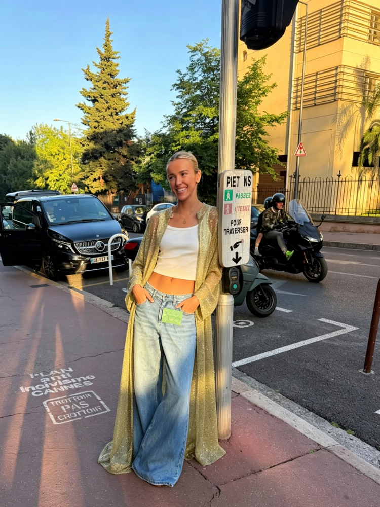 Glitter Sheer Cape Maxi Kimono