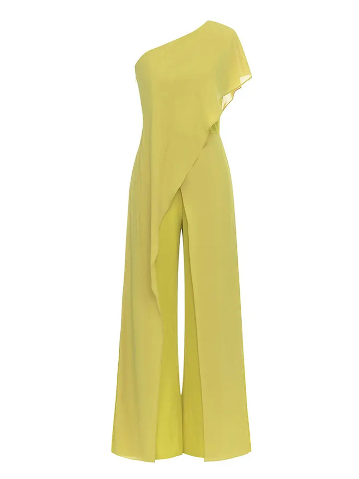 Sexy Eén-Schouder Holle Rug Jumpsuit