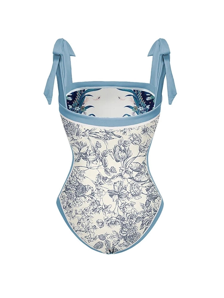 Reversible Tie Back Swimsuit and Skirt Set