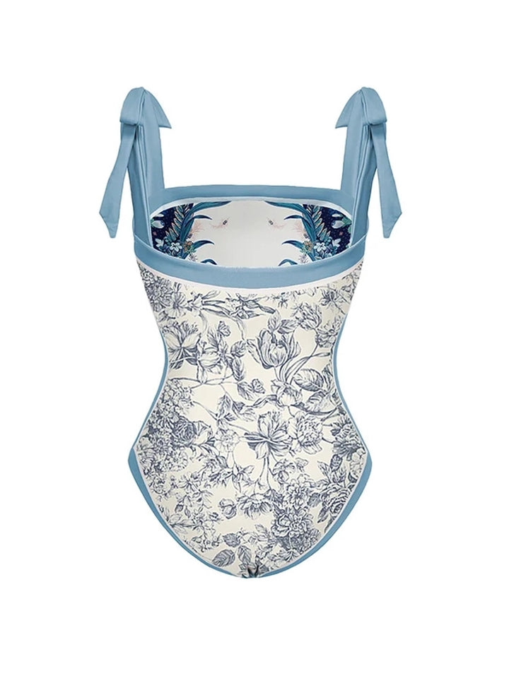 Reversible Tie Back Swimsuit and Skirt Set