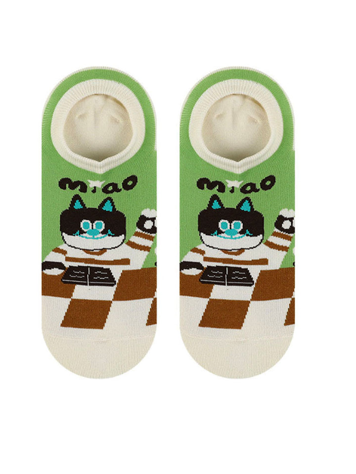 Cartoon Kitty Boat Ponožky