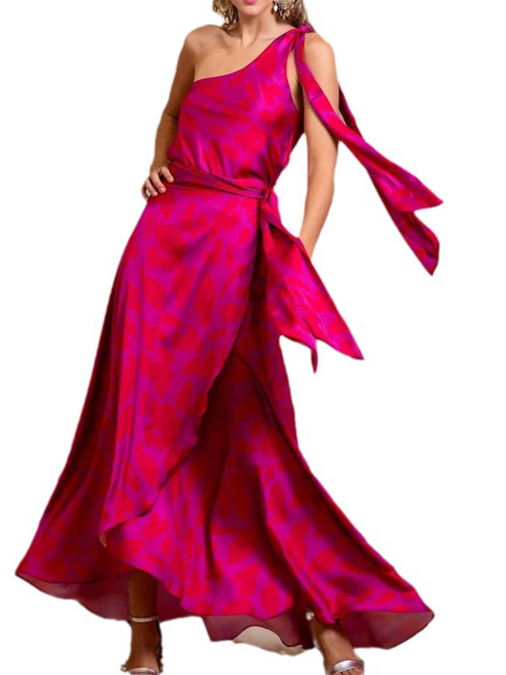 Mode elegant ärmlös enfärgad klänning