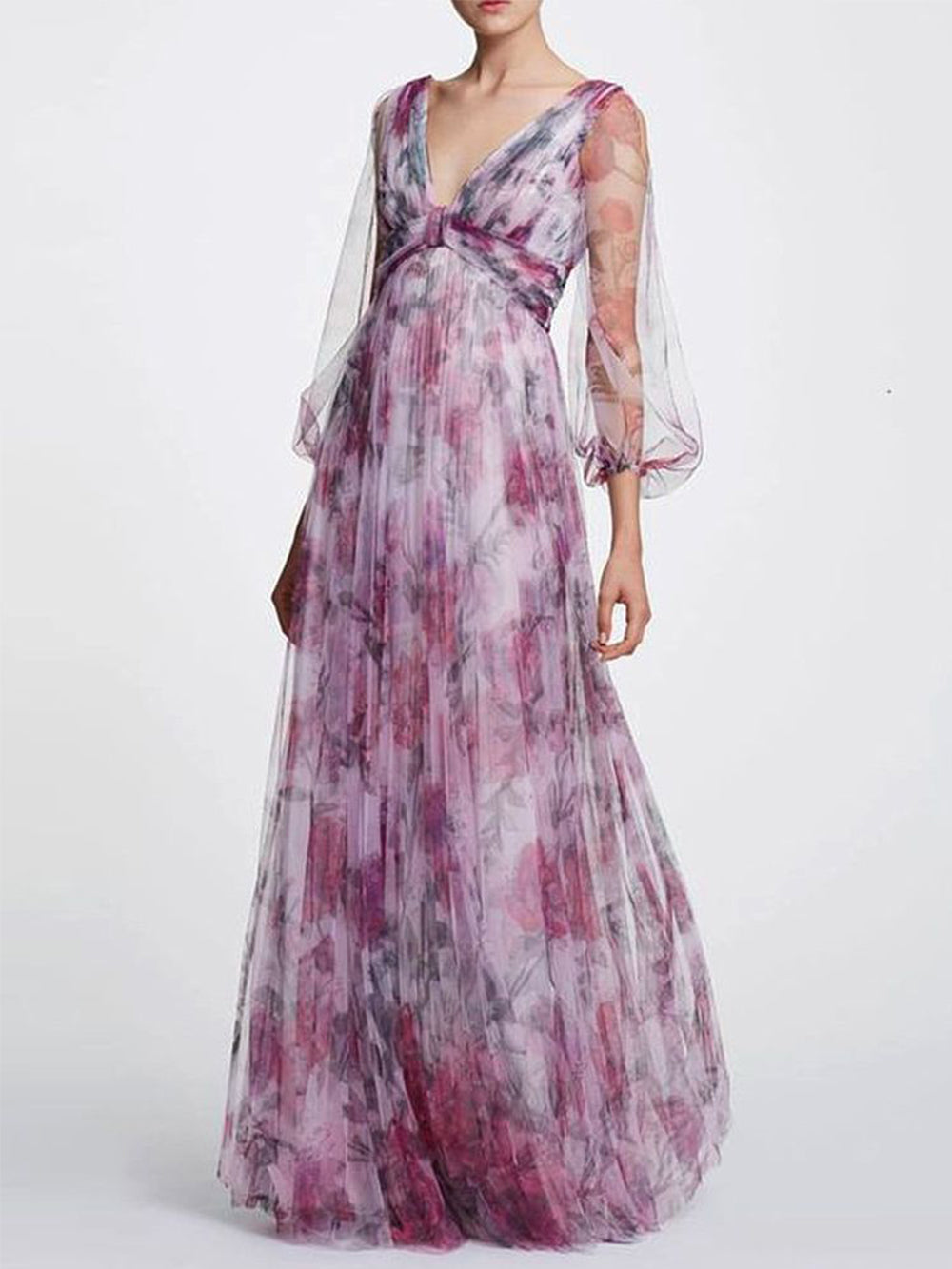 Printed Chiffon Maxi Dress