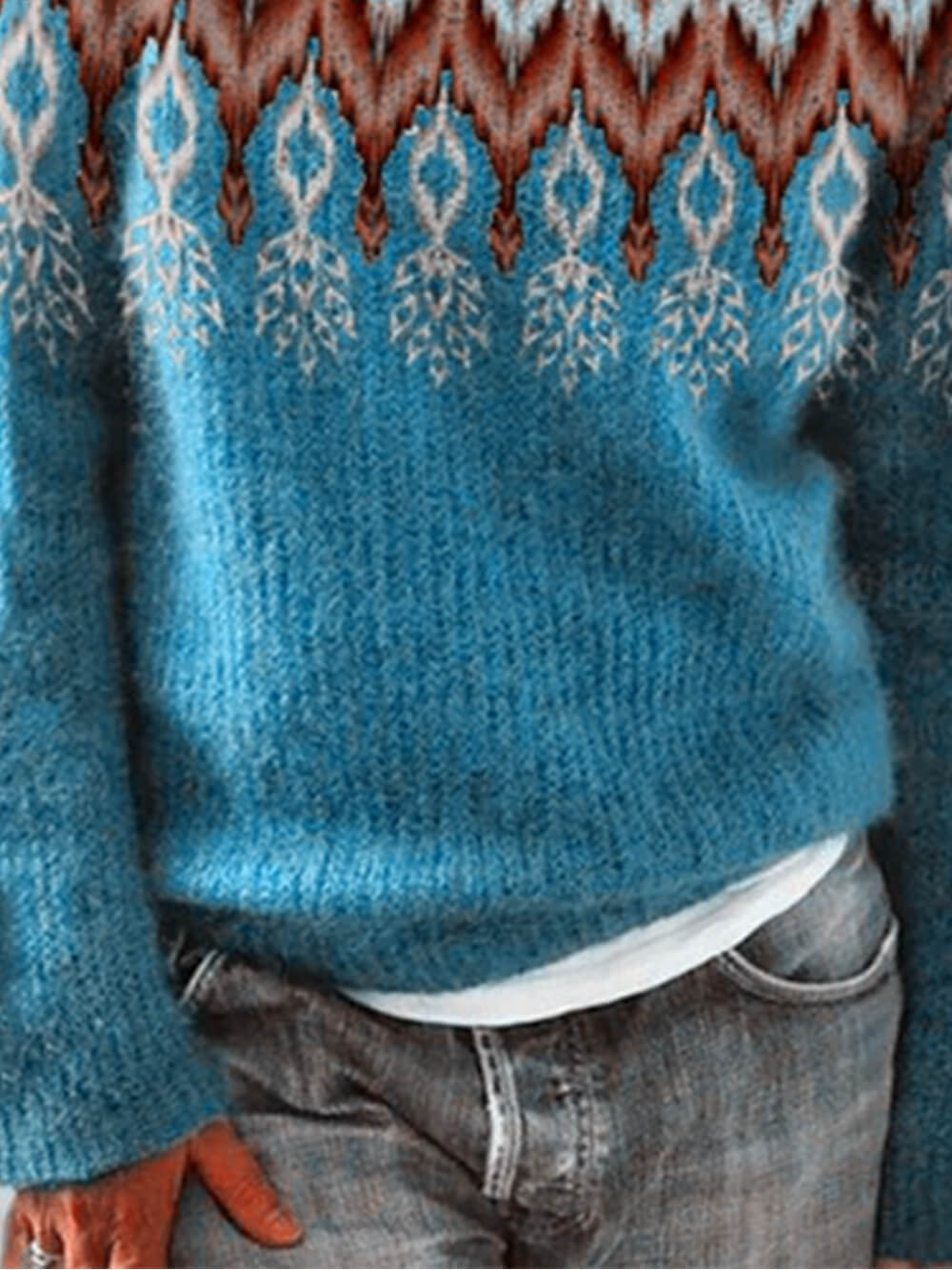 गोल गर्दन रंग ब्लॉक ढीला स्वेटर स्वेटर