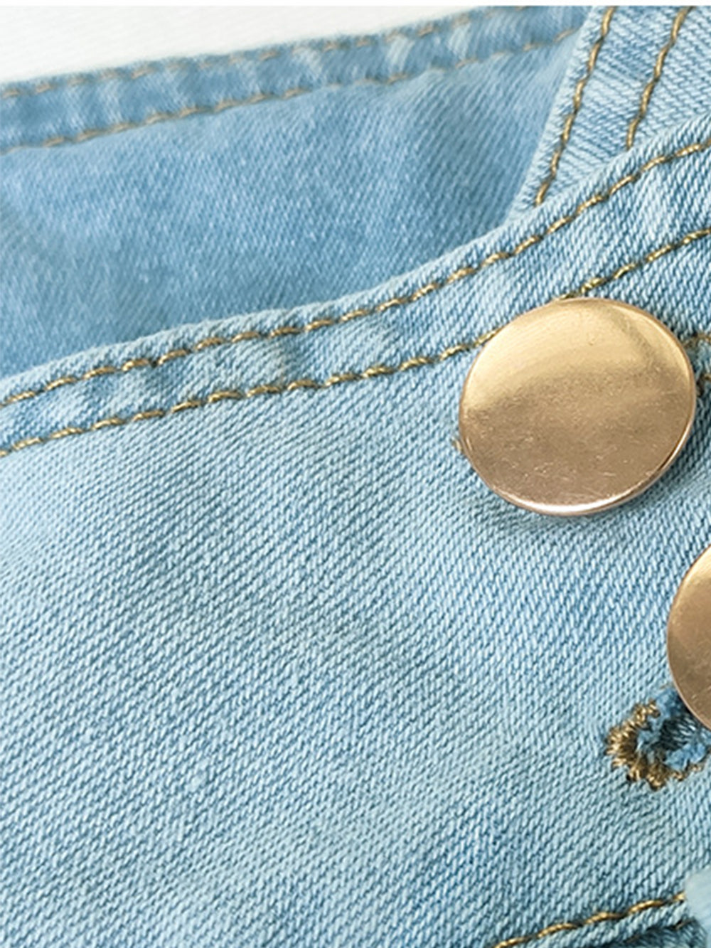 Camisa curta jeans com manga bufante solta