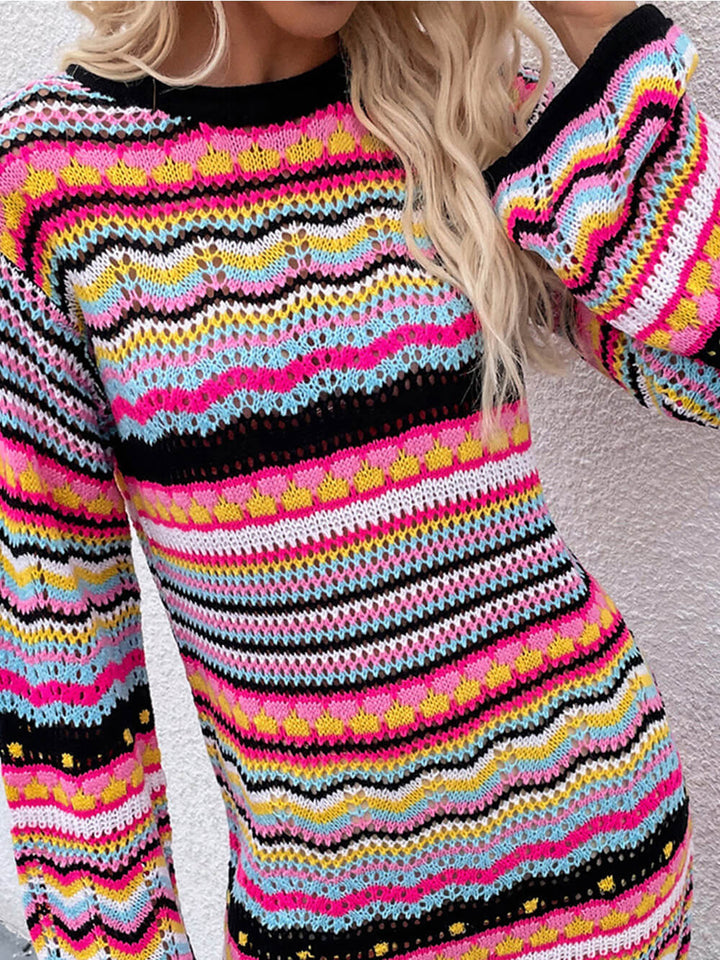 Mittellanger Pullover mit Streifenmuster