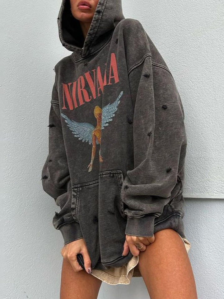 Casual At Lazy Retro Style Hooded Sweatshirt