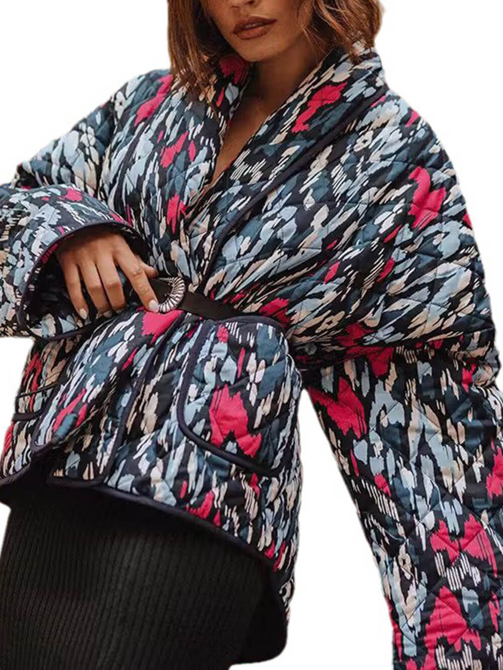 Cardigan Cotton Coat med tryckta tunna fickor