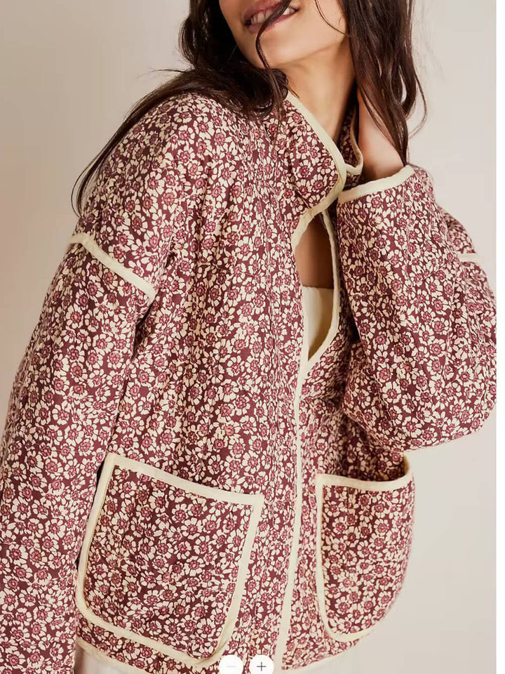 Cardigan-Baumwollmantel mit bedruckten dünnen Taschen