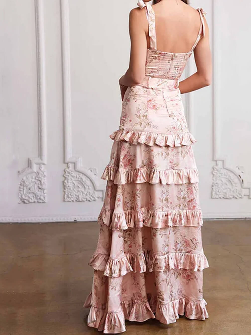 Elegante geplooide maxi-jurk met bandjes
