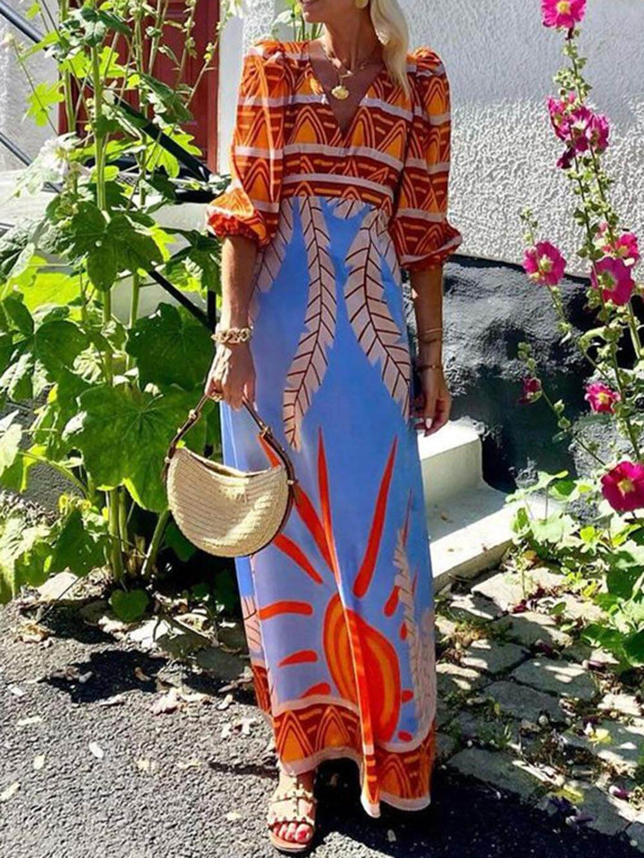 Unieke etnische print bohemian maxi-jurk