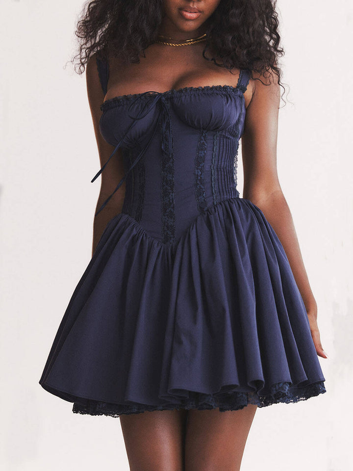 Mini-robe corset bleu marine française