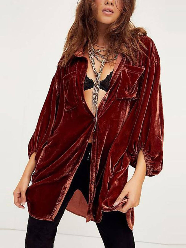 Velvet Loose Sleeve Shirt