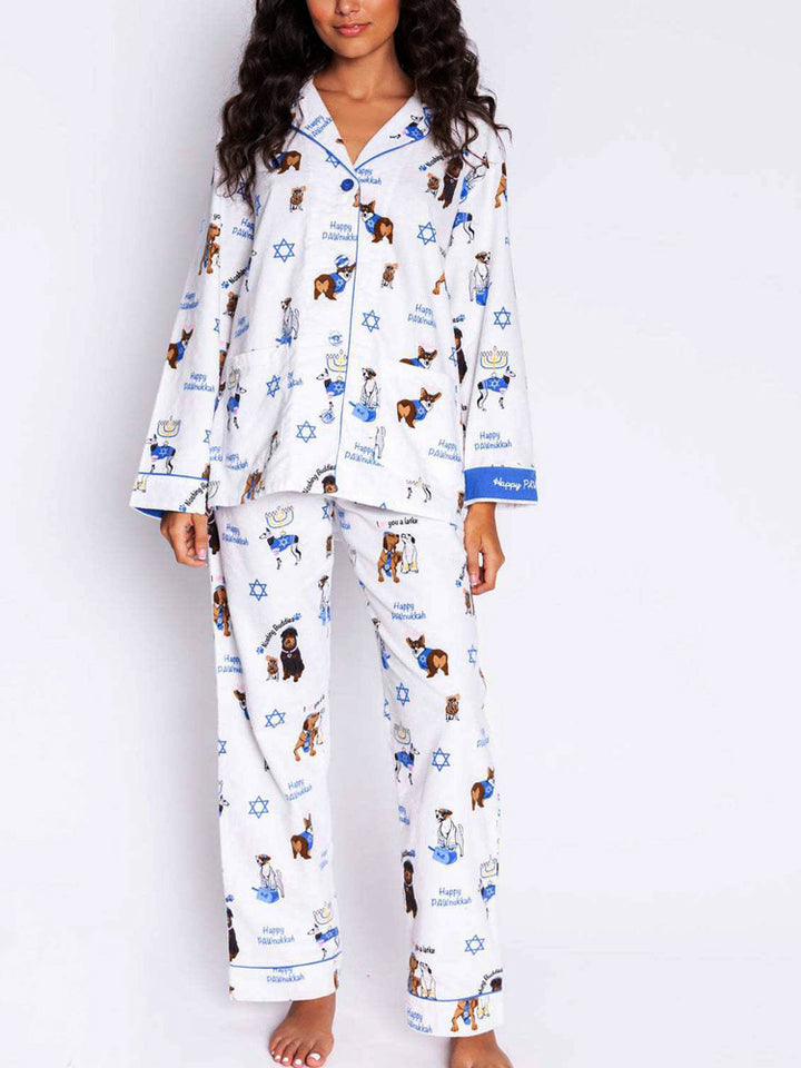 Conjunto de pijama con estampado de perro lindo