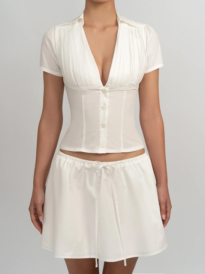 Celeste V-Neckline Pleating Blouse