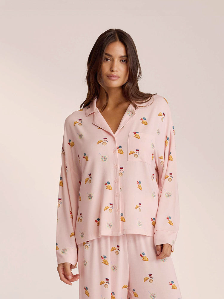 Food Print Pajama Set - Dusty Pink