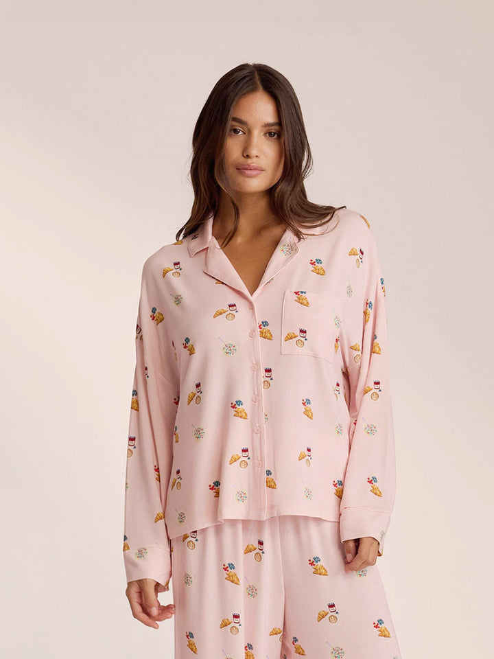 Conjunto de Pijamas Food Print - Rosa Poeira