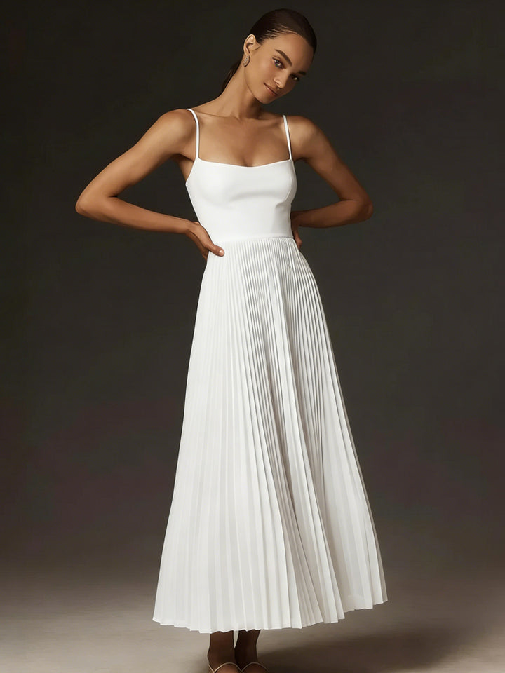 Bustier plisseret tyl pasform og flare midikjole