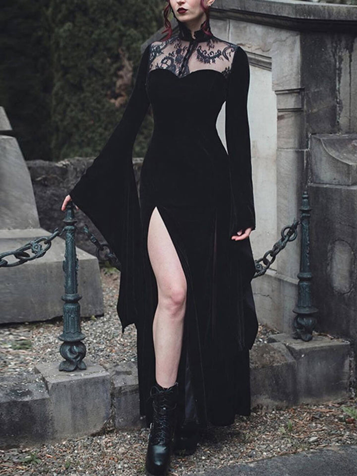 ליל כל הקדושים חצאית שסע סקסית שמלת מקסי מכשפה