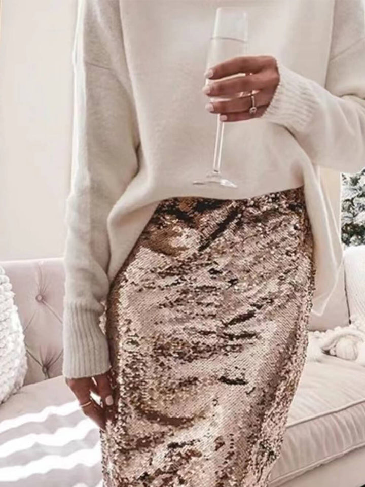 A-line kjol med paljetter och höft