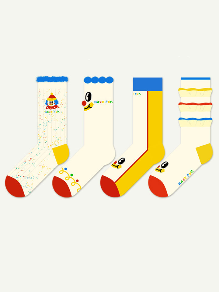 tegneserie klovne mønster sokker
