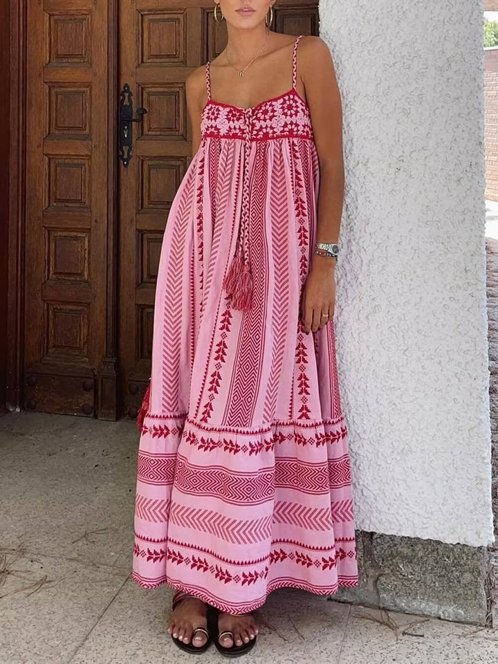 Gebreide maxi-jurk in etnische stijl