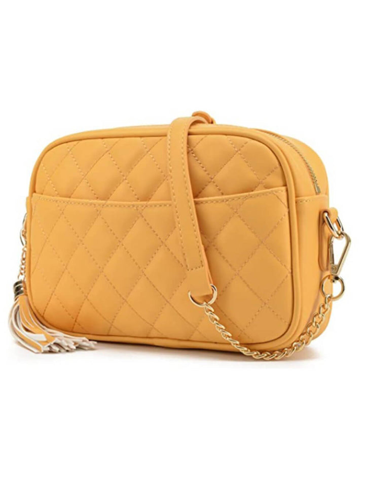 Magaan na One-Shoulder Top Zip Tassel Crossbody Bag