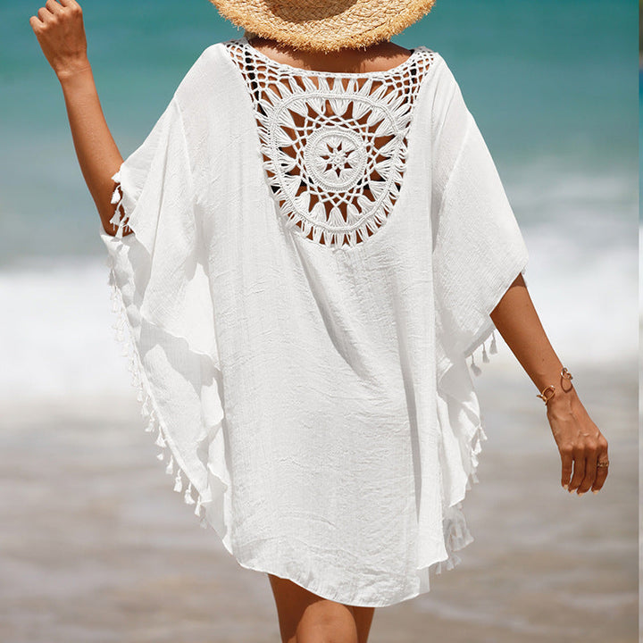 Håndheklet løs frynser Sunflower Beach Bluse Cover Up