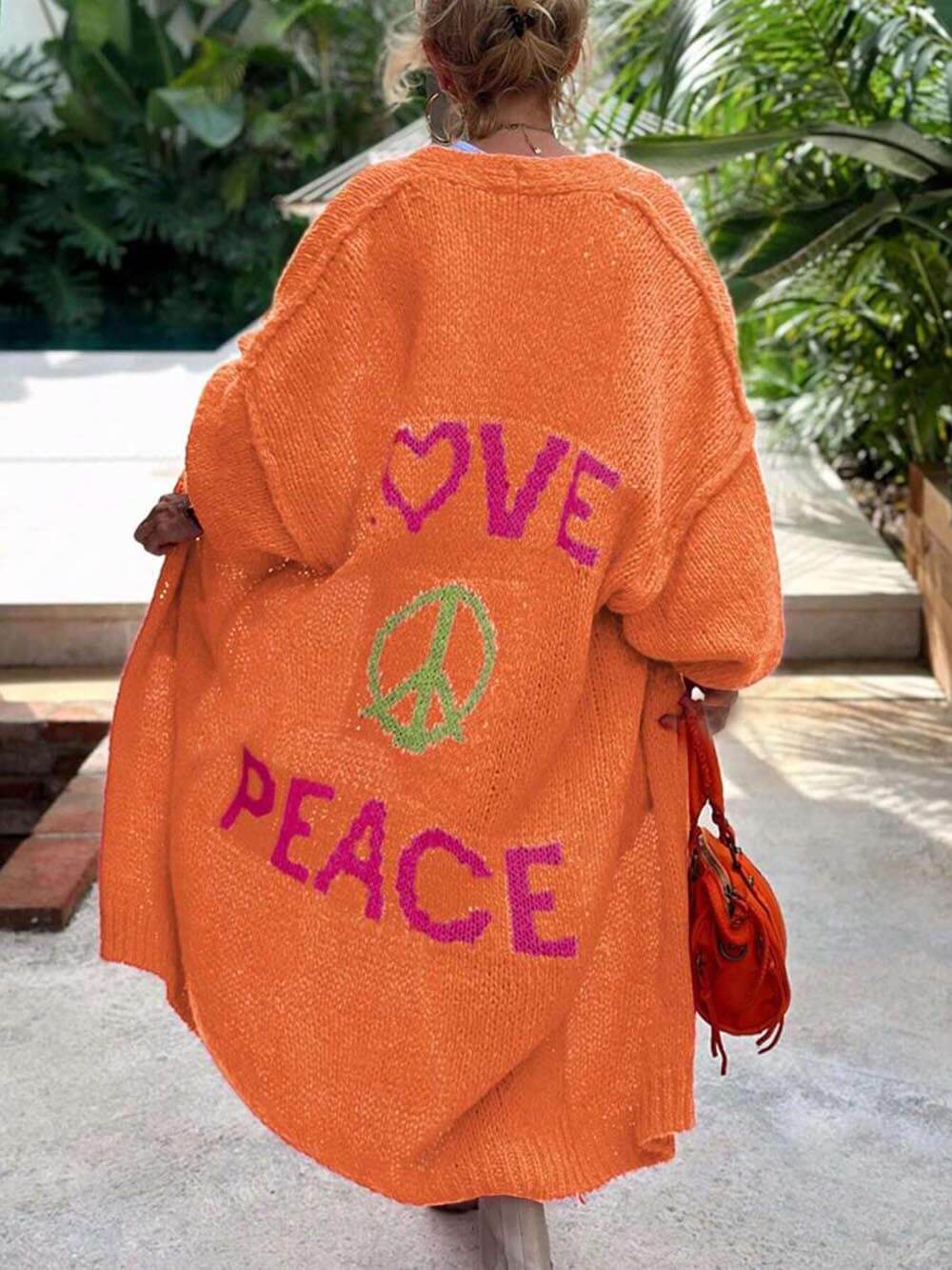 Casual Pocket Large Size Heart Pattern Knit Cardigan Boiilife