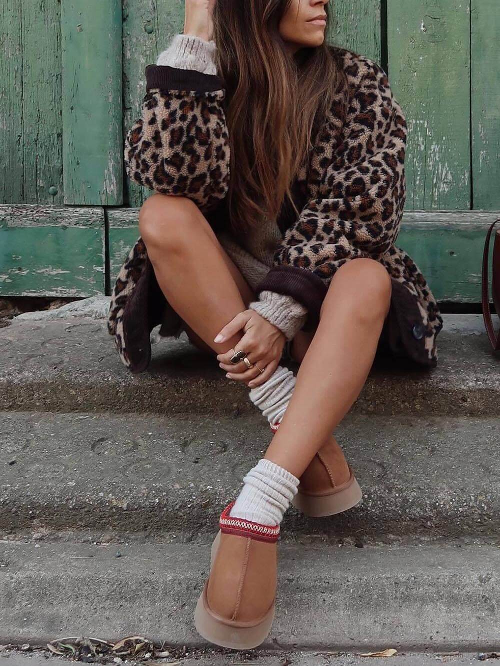 Μακρυμάνικο μπουφάν casual Loose Leopard Print