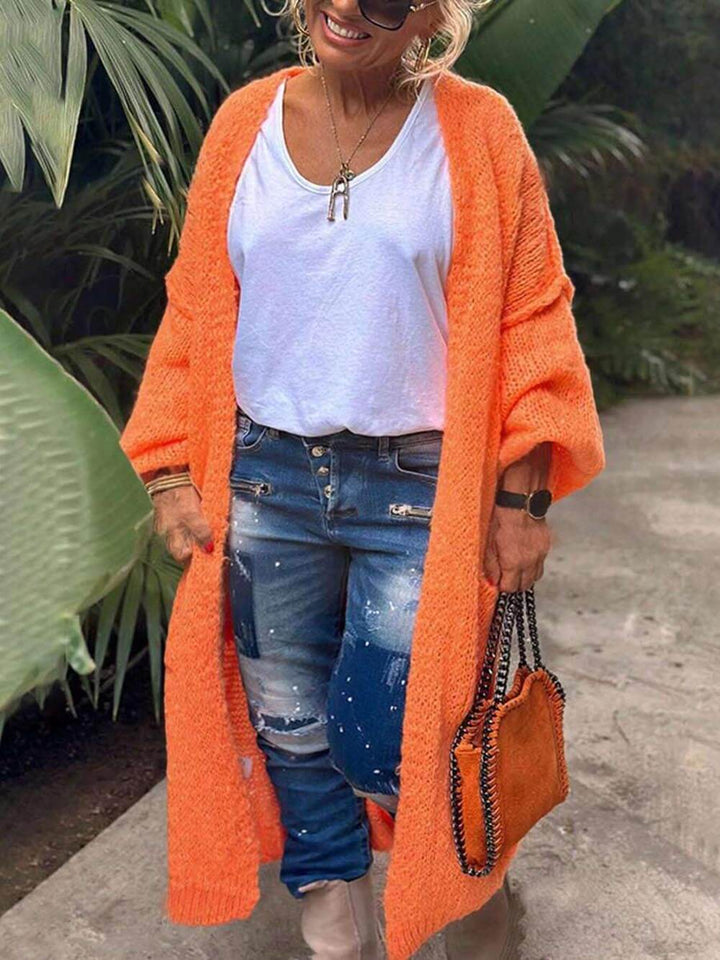 Bolso casual tamanho grande Coração Padrão Cardigan de malha