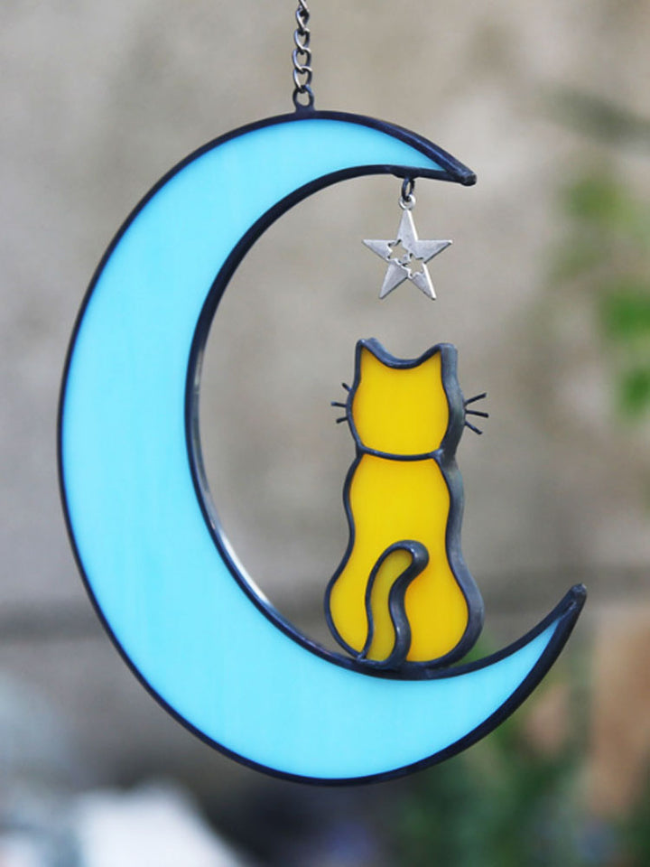 Cat on the Moon" Vindushengende dekorasjon