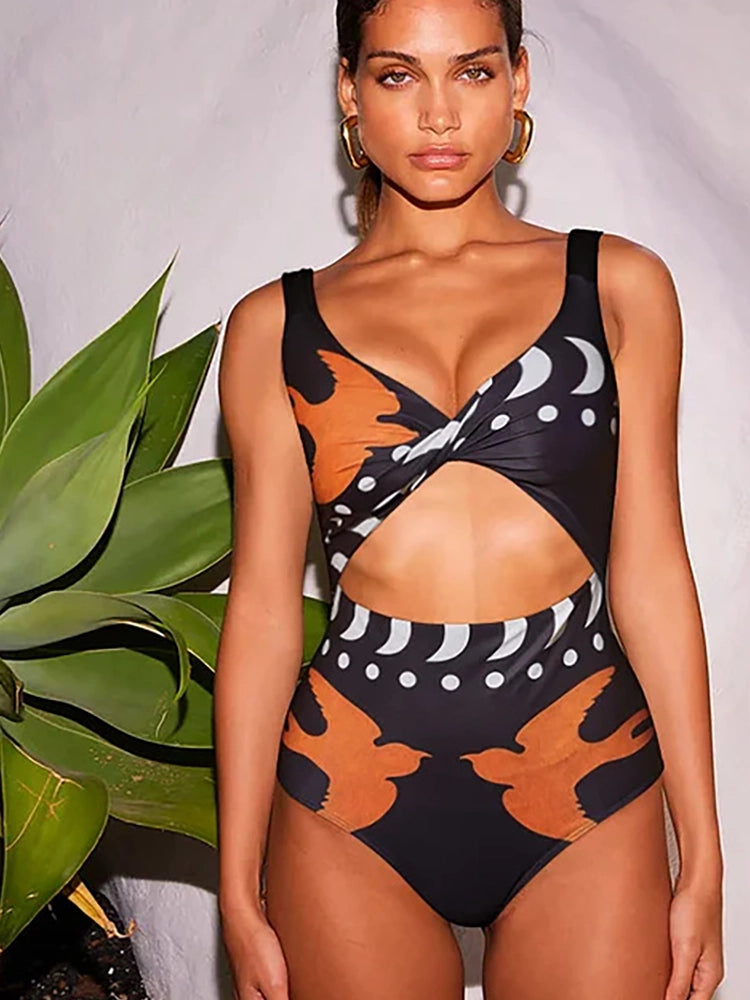 Bedrukt One Piece Badpak en Bikini Set