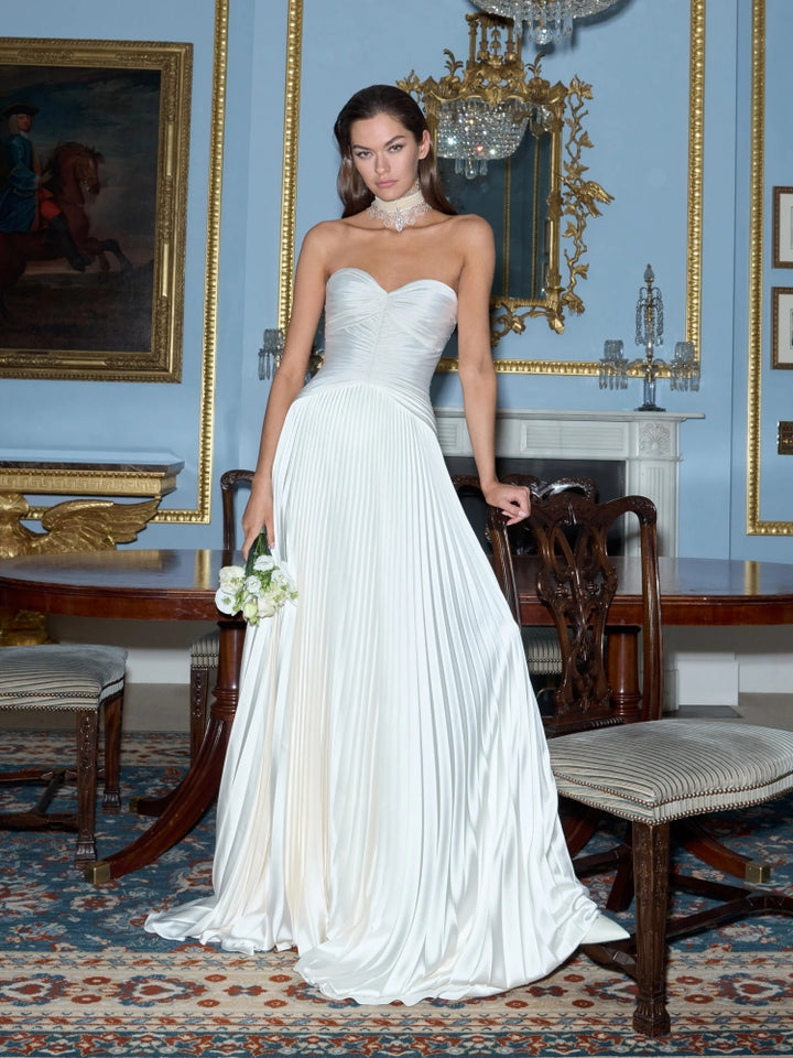 Strapless Satin Ruched Bridal Gown
