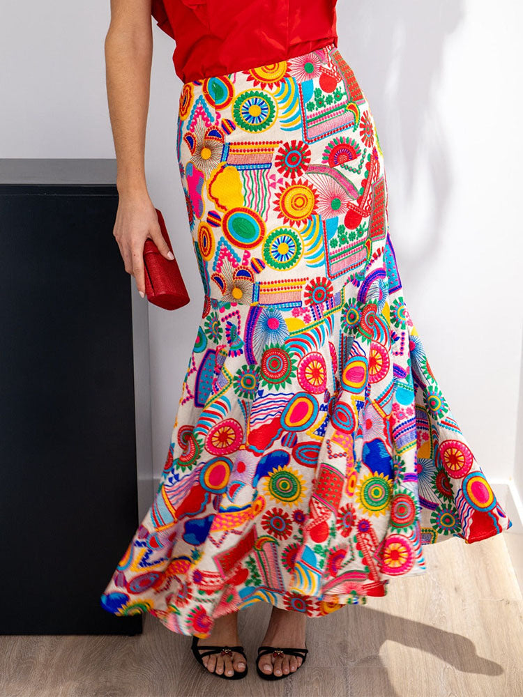 Vibrant Printed A-Line Skirt
